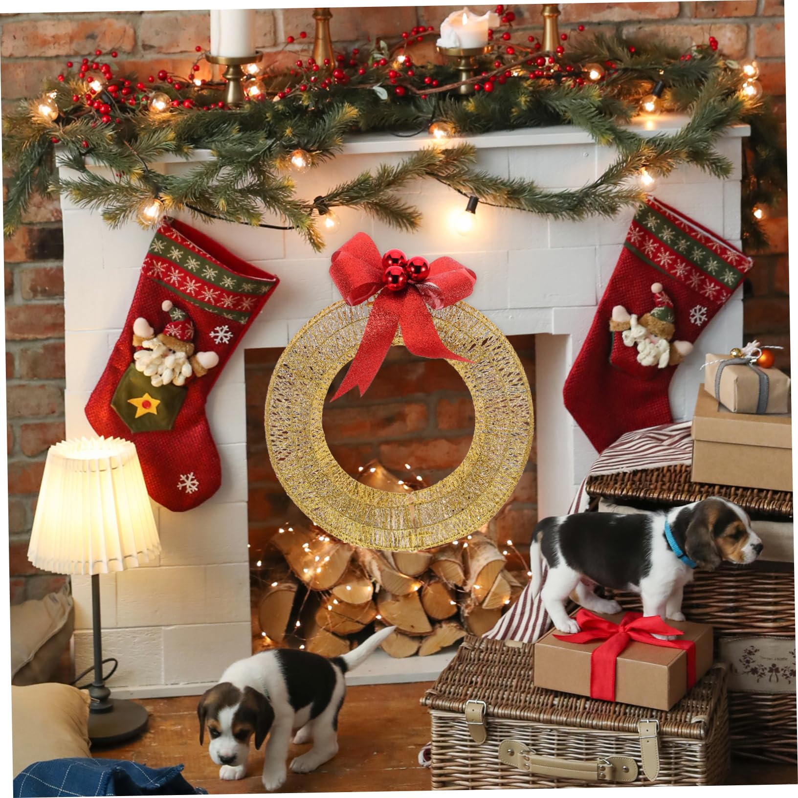 Anneome Led Weihnachtskranz 40cm Metall Mit Warmweißem Licht Schleifen Dekoration Für Innen Und Außen Festlicher Türkranz Mit Integrierter Led Beleuchtung