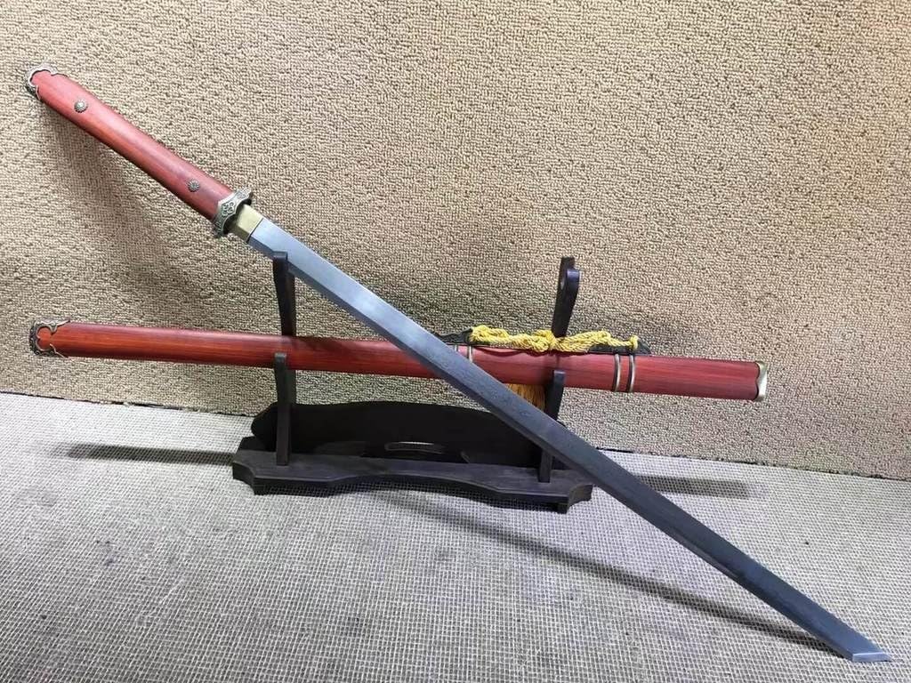 Tang dao,Handmade Damascus Steel Blade,Redwood Scabbard,Full Tang,Chinese Swords