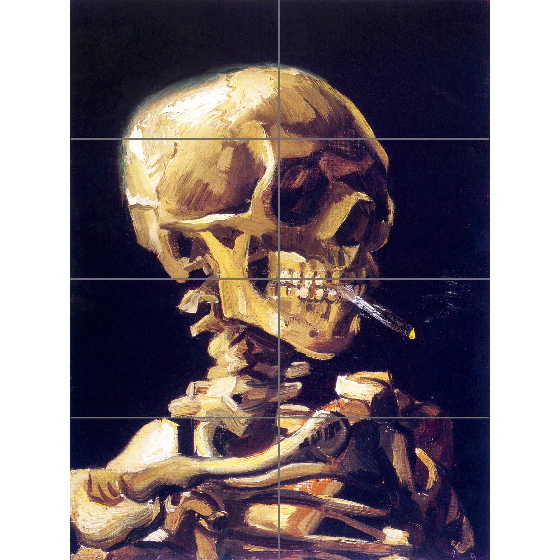 Artery8 Vincent Van Gogh Skull With A Burning Cigarette XL Giant Panel Poster (8 Sections)