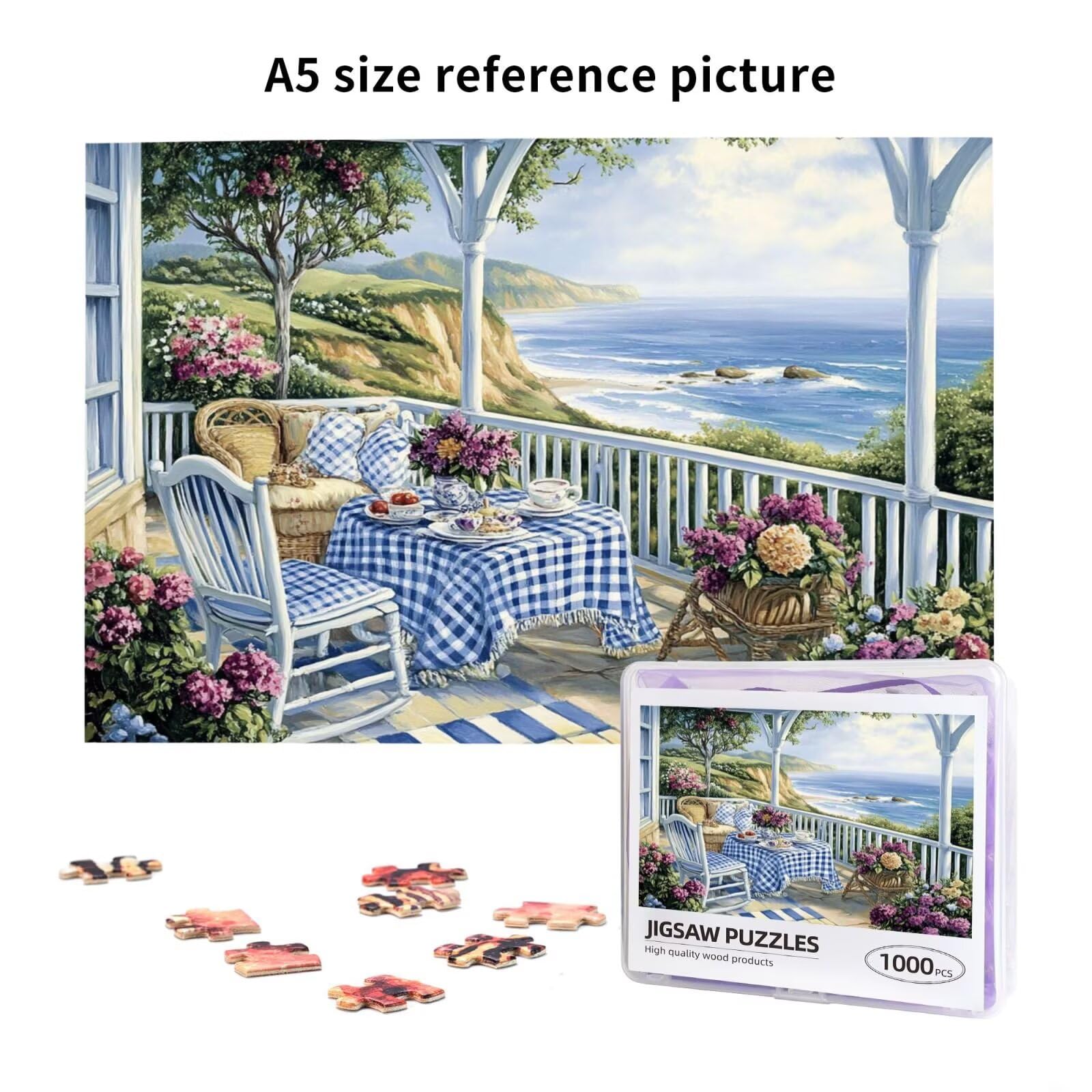 Puzzle dla dorosłych 1500, puzzle morskie, kreatywne drewniane układanki dla dorosłych początkujących, zabawne i kolorowe wymagające gry, dekoracja pokoju, prezenty dla kobiet/mężczyzn, kwiaty piwonii
