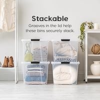 Vista 4 de IRIS USA 72 Qt Stackable Plastic Storage Bins with Lids, 6 Pack - BPA-Free, Made in USA - See-Through Organizing Solution, Latches, Durable Nestable