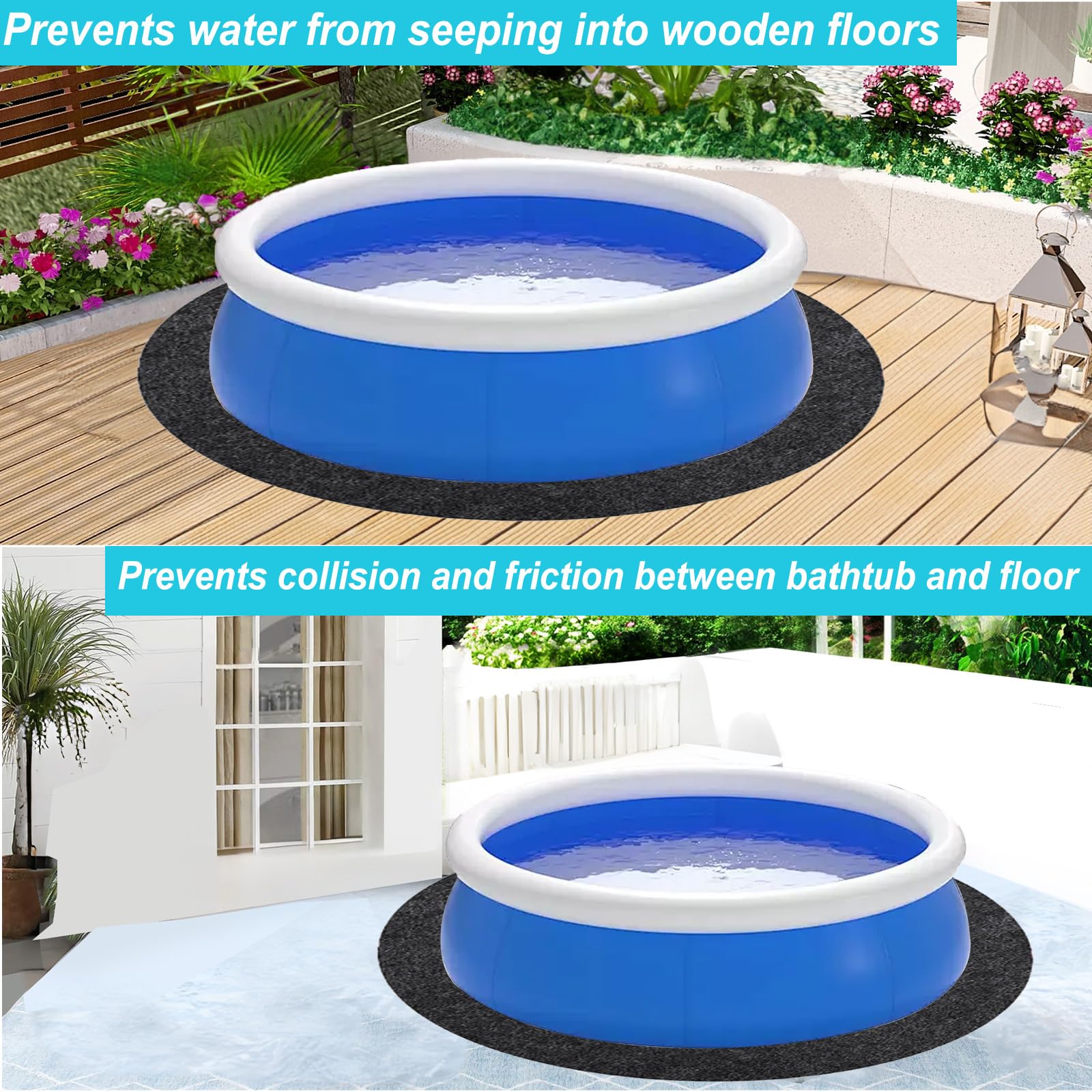 Alfombrilla redonda de 200 cm, antideslizante e impermeable, redonda, para protección del suelo de la piscina, antideslizante