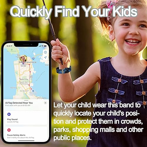 Miniatura 10 de Paquete de 2 pulseras impermeables AirTag para niños, pulsera impresa oculta para Apple AirTag, funda de silicona para AirTag y rastreador GPS para