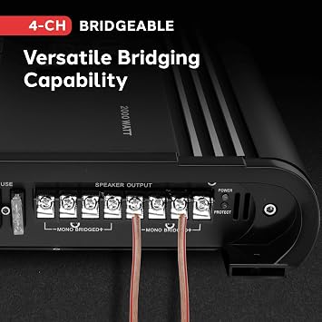 Pyle 2000W 4-Channel Car Stereo Amplifier - Bridgeable MOSFET Power - Bass Boost Control - Crossover - Silver-Plated RCA Inputs/Outputs - Thermal & Short Circuit Protection - Compact Design - PLA4278