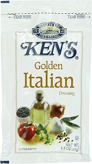 Ken's Golden Italian Dressing 1.5 oz Single Serve Pouches, 60 Count - Zesty Restaurant Favorite with Garlic & Peppers