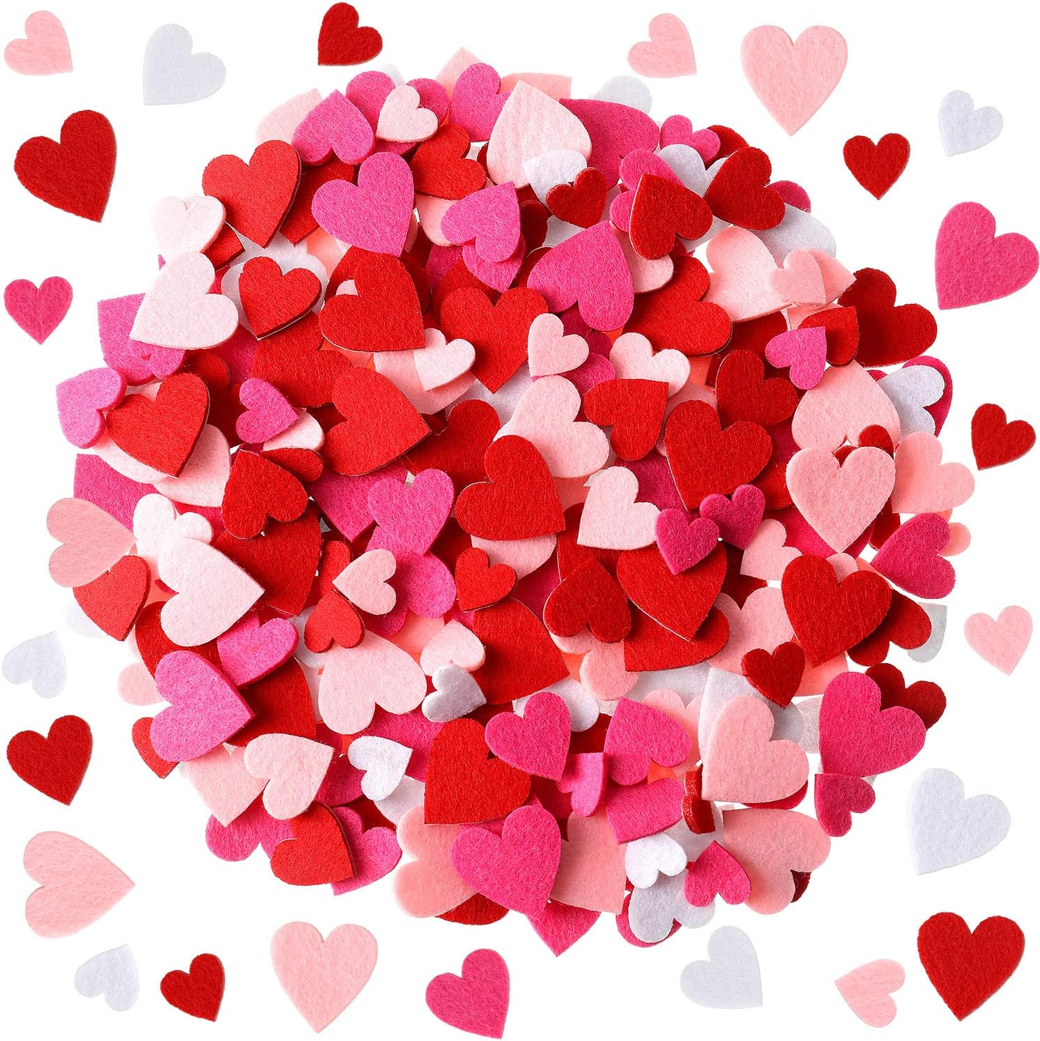 Boao 400 Pieces Valentine's Day Felt Heart Stickers Red Pink Self Adhesive Mini Foam Craft Colorful Heart Shapes Decorative Confetti for Valentine's Day Wedding Decoration Supplies