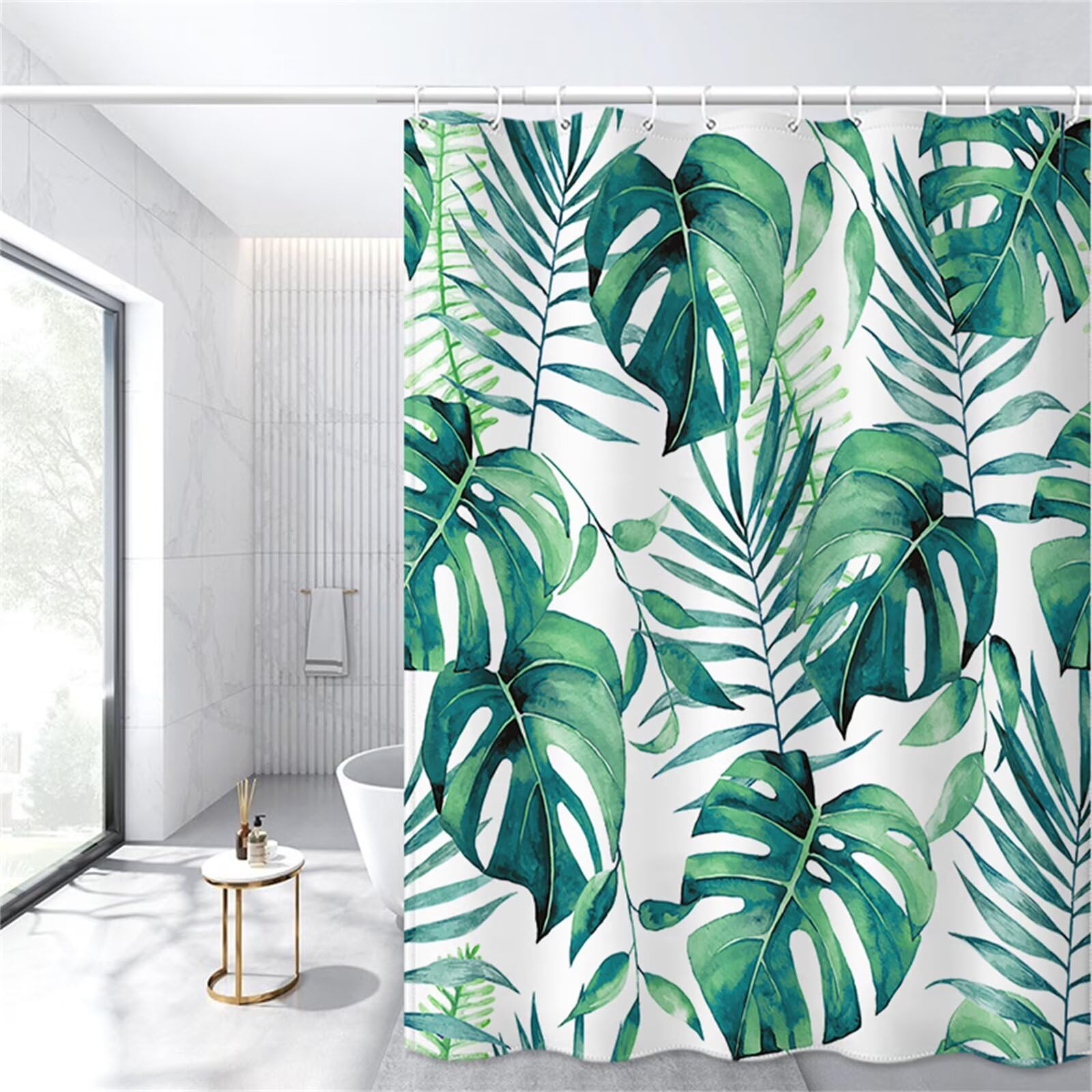 Rideau Douche Bleu Motif, Feuille Rideau de Douche 240x200 cm, Polyester Shower Curtain Lavable Imperméable Tissu,Séchage Rapide, avec 12 Plastique Crochets pour Famille Hôtel Baignoire Decor YL-297