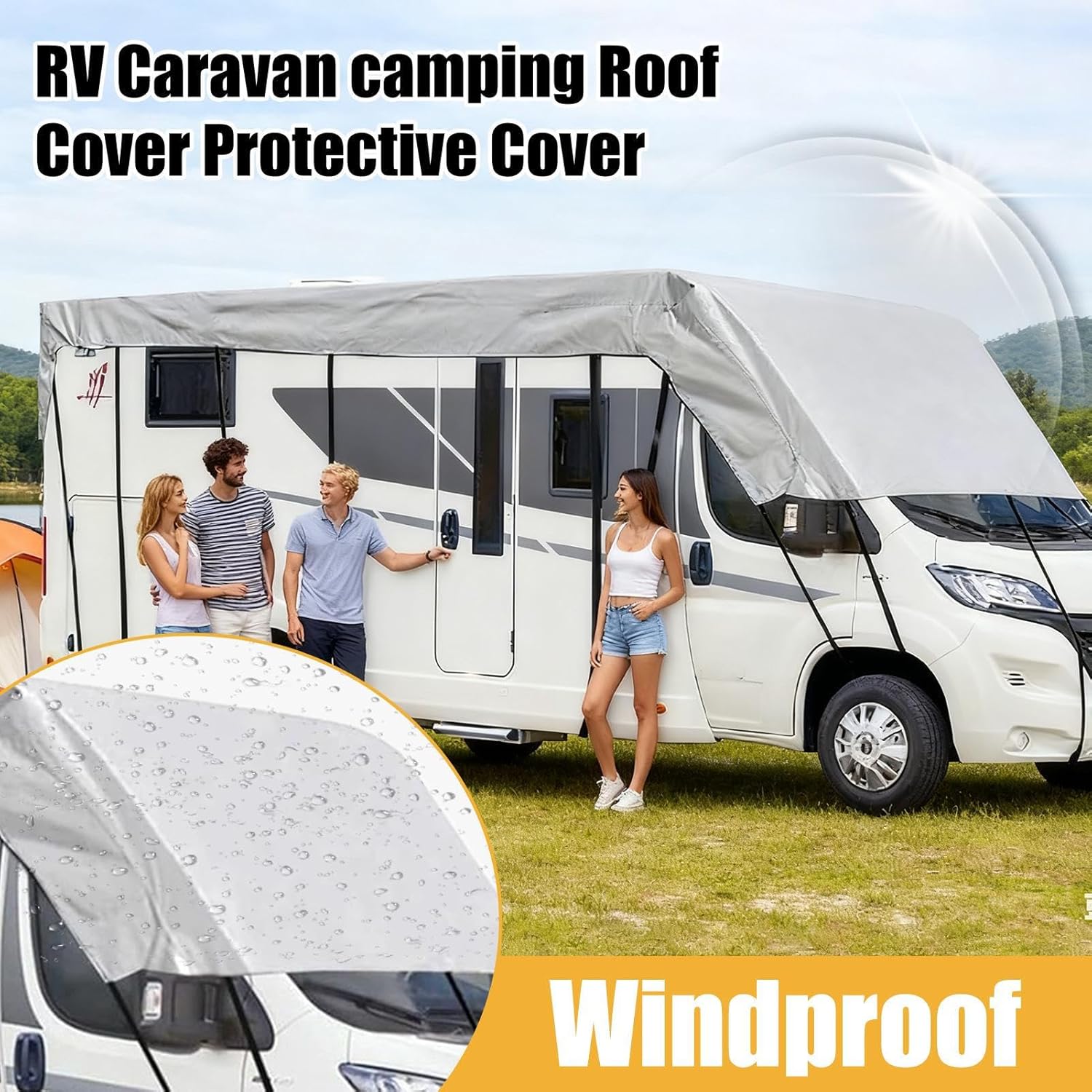 Protective Canopy, Uv Canvas Cover, Windproof Sunshade with Heavy Duty Build, Waterproof Cover with Multi Purpose Design, Outdoor Motorhome Covers with Easy Installation Camping for Desert Winter Use