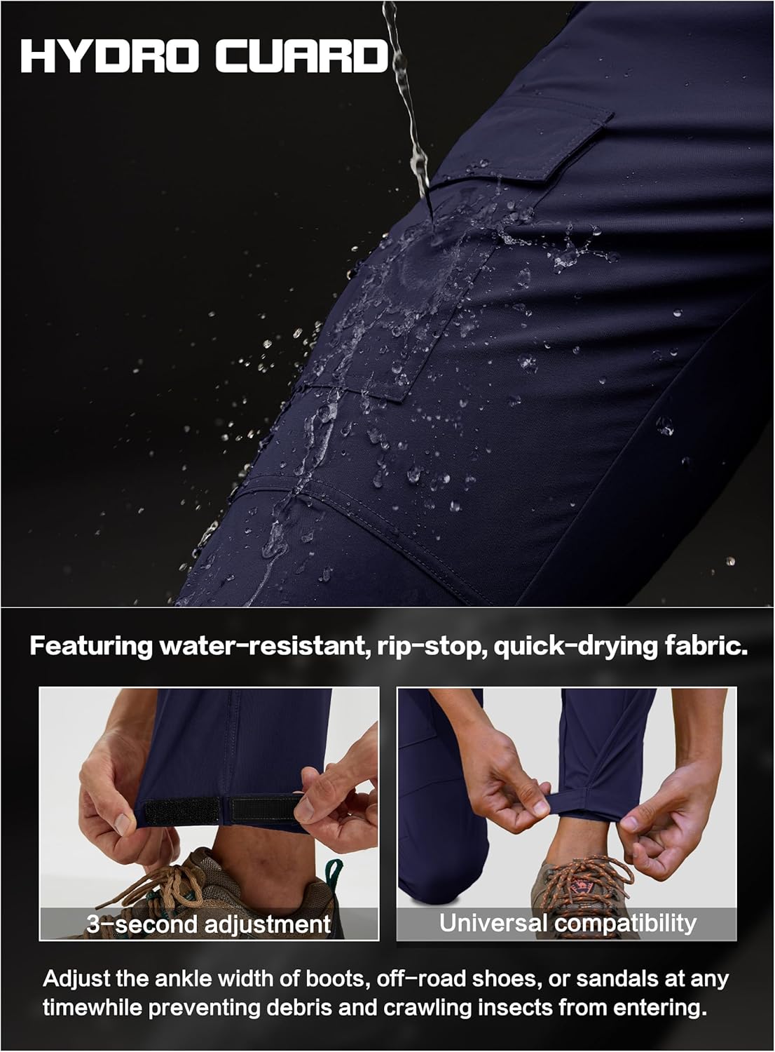 Men's Lightweight Hiking Cargo Pants Water-Resistant Quick-Dry Climbing Camping Fishing Work Outdoor Pants