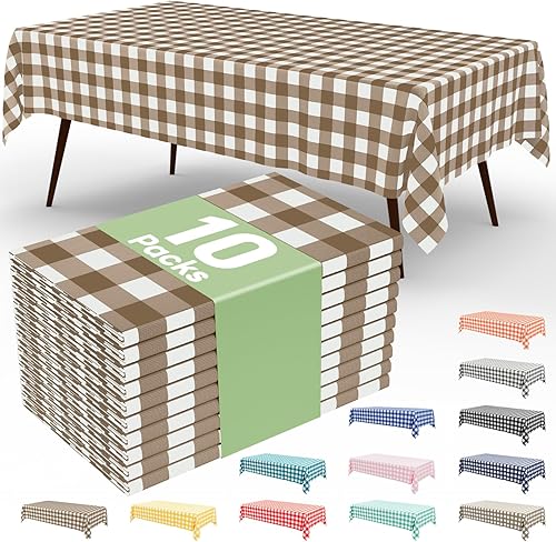 Miniatura 36 de misaya Paquete de 4 manteles desechables de búfalo, mantel de plástico impermeable de 54 x 108 pulgadas, manteles rectangulares a cuadros azules y