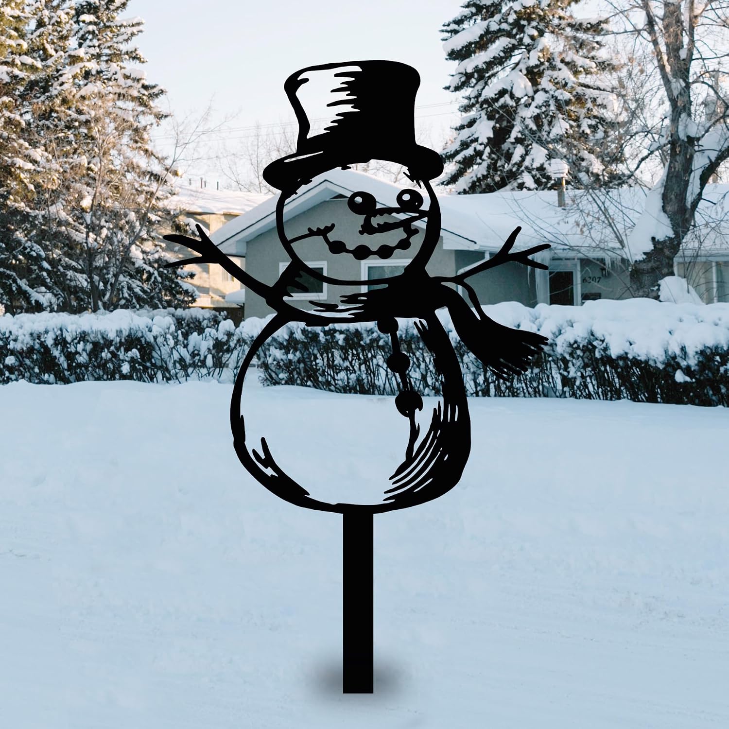 Metal Snowman Garden Sign with Stake, Christmas Snow Man Decorative for Outside, Winter Yard Art, Signs for Garden Home Lawn Patio Porch Front Door, Holiday Xmas Decoration, Snow Man Christmas Gifts