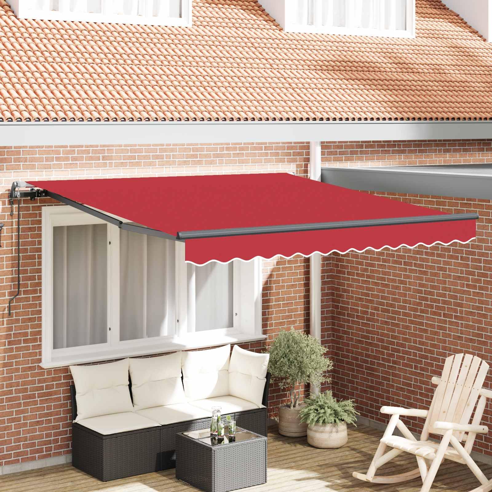 Store rétractable rouge 300 x 250 auvent aluminium extérieur terrasse jardin