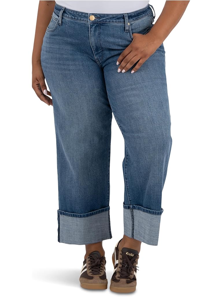 Blue KUT from the Kloth Plus Sienna High Rise Straight Leg-roll Up 5"