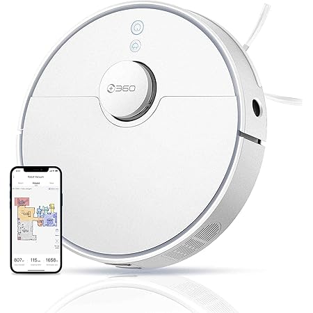 360 S5 LiDAR Robot Vacuum with Mapping Technology,2200Pa, Selective Room Cleaning, Schedule, Multi-Floor Mapping, No-Go Zones, Self Charge and Resume, Automatic Carpet Boost, Compatible with Alexa