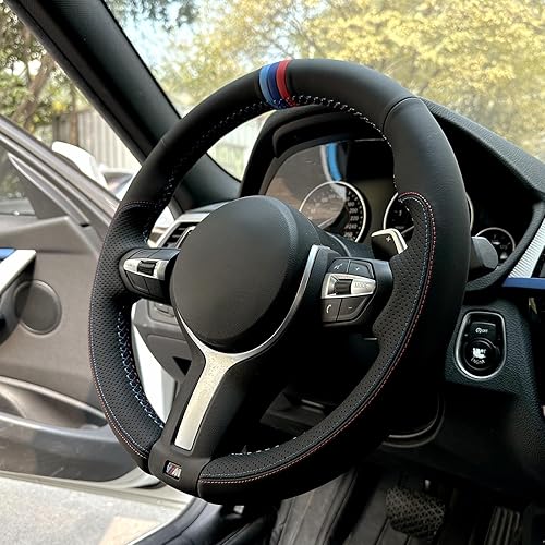 Miniatura 6 de MEWANT Fundas para volante de coche para BMW (M Sport) F22 F23 F30 F34 F32 F33 F36 F10 F07 F12 F13 F06 F39 F25 F26 F15 F16 cosido a mano