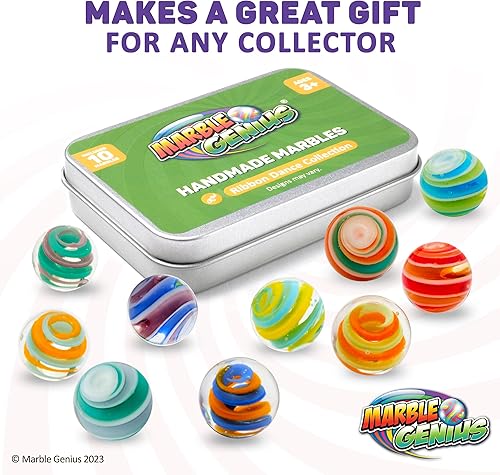 Miniatura 6 de Marble Genius Canicas para coleccionistas, acuáticas, 0.630 in, 10 canicas de vidrio hechas a mano para amantes de los animales, rellenos de