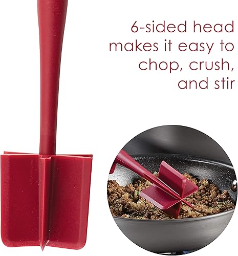 Miniatura 6 de Rachael Ray Herramientas y artilugios Lazy Crush & Chop, Flexi Turner y Scraping Spoon Set Utensilios de cocina - 3 piezas, rojo