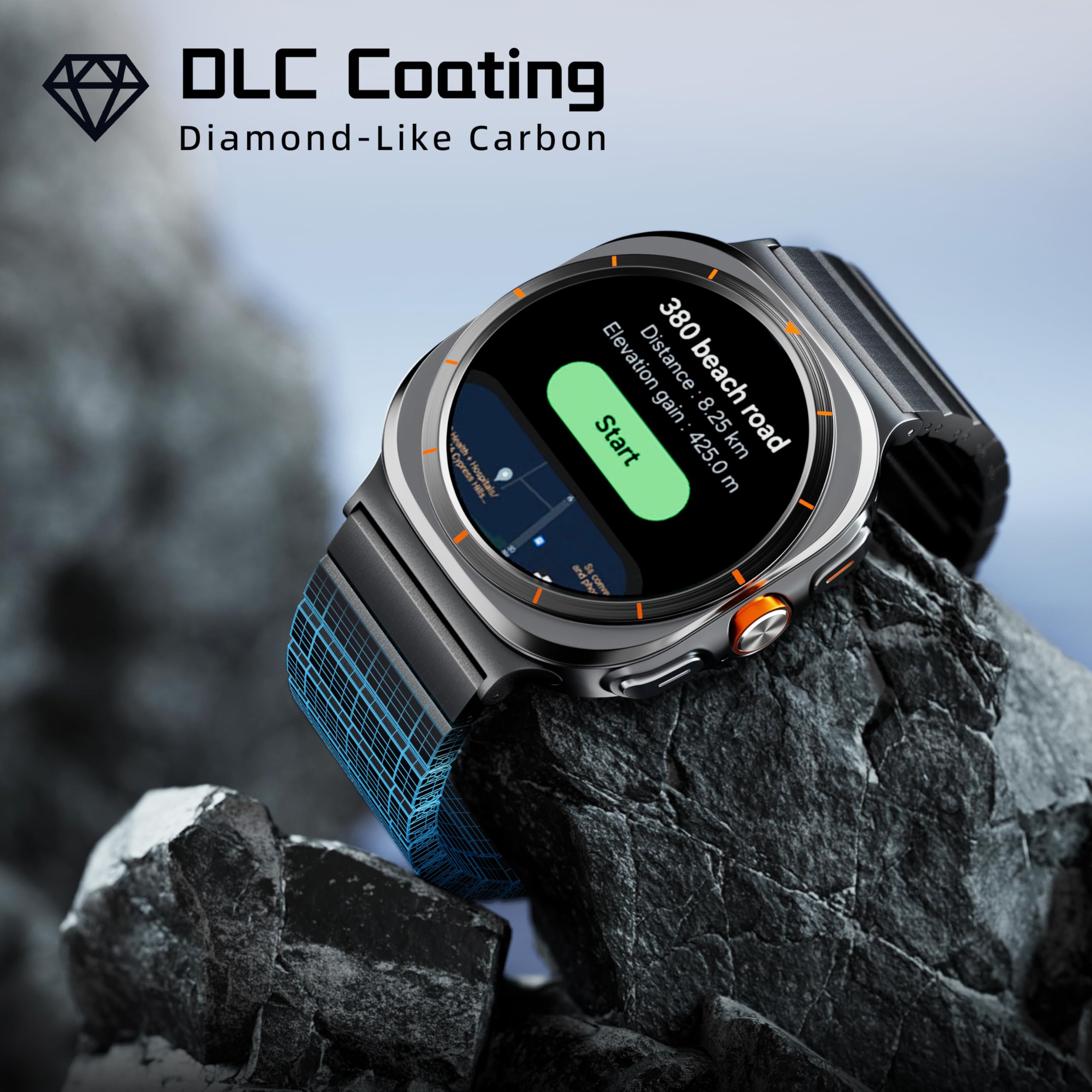 LULULOOK Tytanowy pasek do zegarka Samsung Galaxy Watch Ultra 7 47 mm (2025/2024), podwójny tytan, z DLC, odporny na zarysowania, szerokość 24 mm, do Galaxy Watch Ultra, czarny
