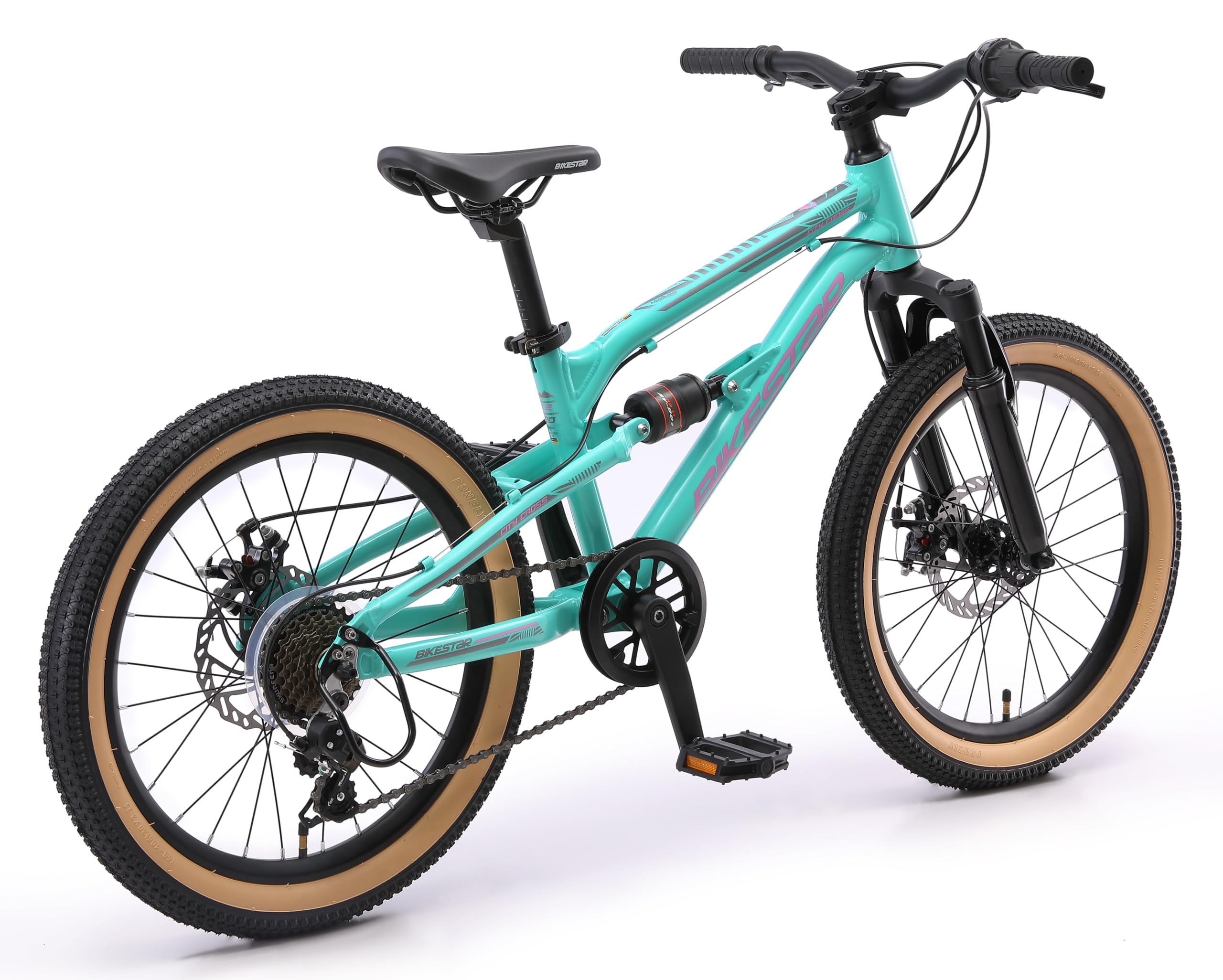 BIKESTAR VTT Vélo Tout Terrain Tout Suspendu pour Enfants de 6 Ans | Bicyclette 20 Pouces 7 Vitesses Shimano, Freins Disque