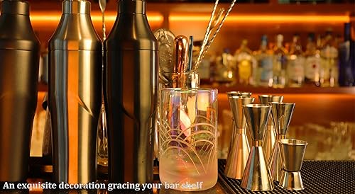 Miniatura 8 de Lexenic Kit de vasos mezcladores de cóctel de 18 onzas, cristal iridiscente y sin costuras, accesorio de camarero para hacer cócteles clásicos como