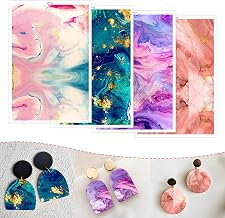 20 Sheets Transfer Paper for Polymer Clay, 4 Designs Fluid Marble Pattern Double-Sided Water Disposable Clay Transfer Sheets for DIY Jewelry Making Crafting Supplies | Vibrant Print Quality