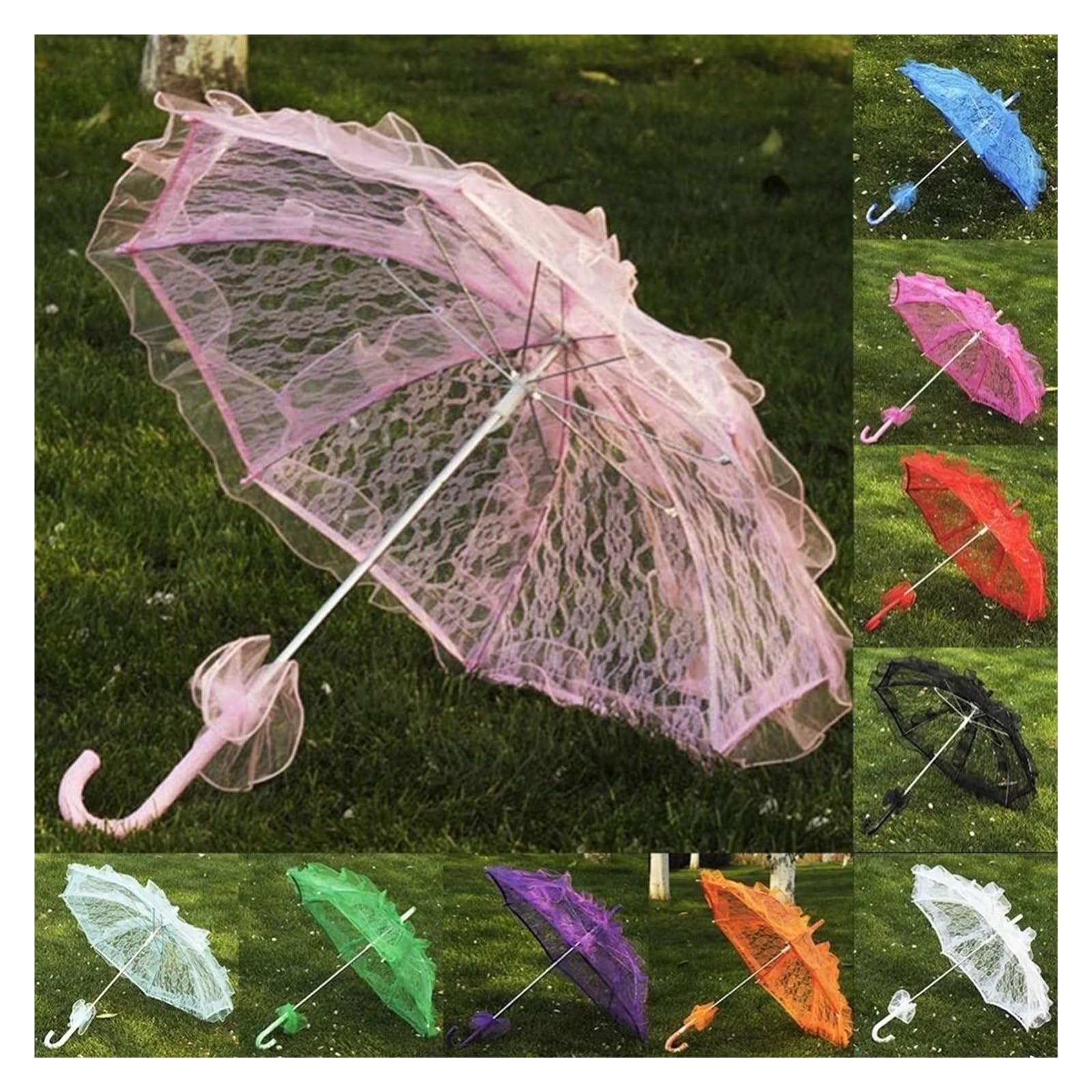Parapluies de mariée à fleurs en dentelle 2 pièces Pour La Décoration