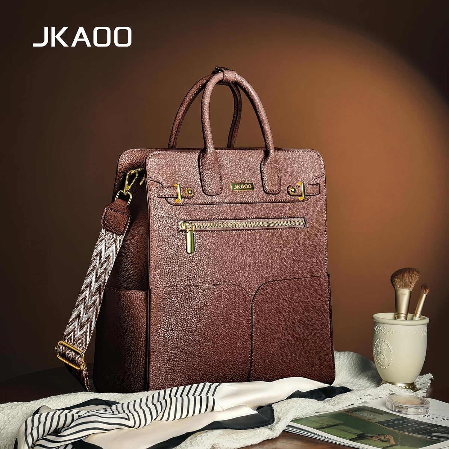 Backpack Purse for Women PU Leather Travel Backpack, 4 in 1 Designer Convertible Backpack Purse with Removable Strap (Brown) - Image 2