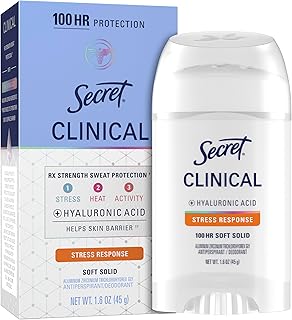Secret Clinical Strength Antiperspirant Deodorant for Women, Stress Response, 3X Stress Protection, 72hr Sweat & Odor Protection, PH Balancing Minerals, Soft Solid, 1.6 oz