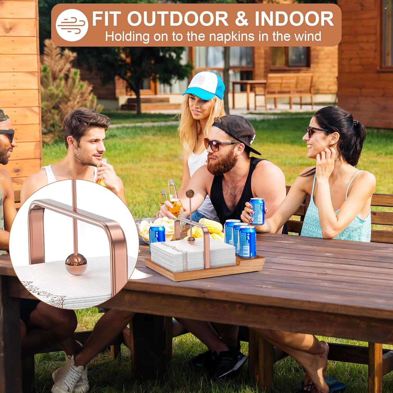 ナプキンとシェーカーホルダー、テーブル用木製ナプキンホルダー、ソルトシェーカーホルダースペース付きダイニングナプキンホルダー、キッチ