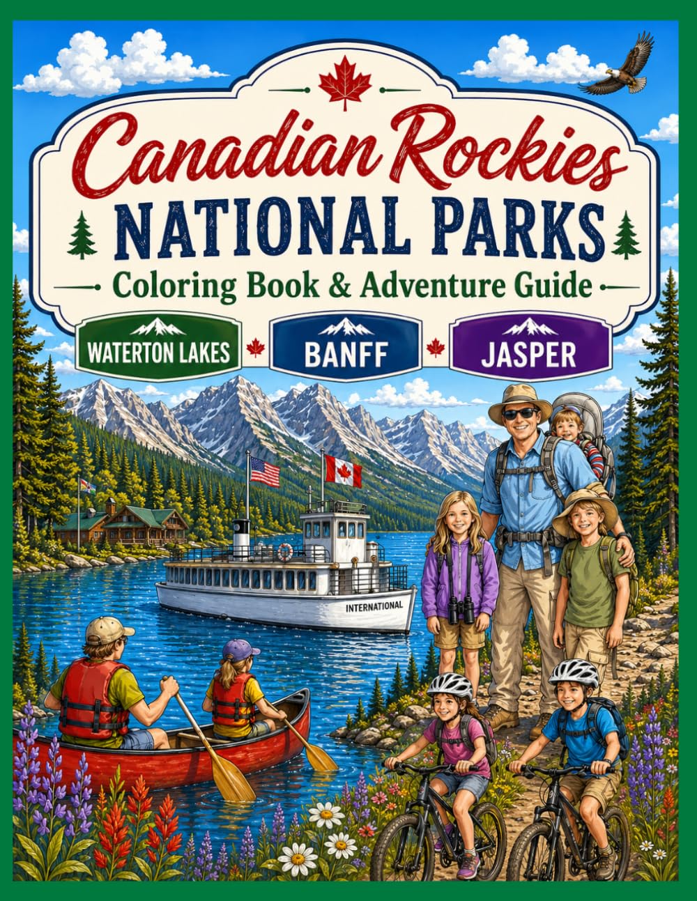 Canadian Rockies National Parks Coloring Book & Adventure Guide: Waterton Lakes, Banff, & Jasper (Family Adventure Series)