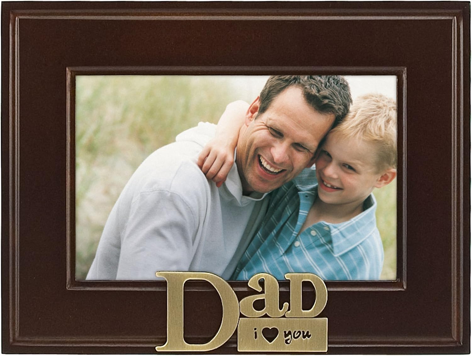 Malden International Designs I Heart Brass Word Dad Picture Frame, 4x6, Brass