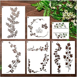 Large Leaf Vine Stencils for Painting on Walls Wood Canvas Fabric Leaves Paint Stencil for Crafts Kids Adult Art Projects Drawing Reusable Pattern for Wall Decorative (Vine Branch)