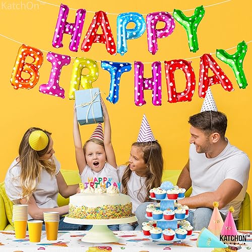 Miniatura 7 de KatchOn Cartel de cumpleaños arcoíris de 16 pulgadas, globos multicolores, letrero de feliz cumpleaños