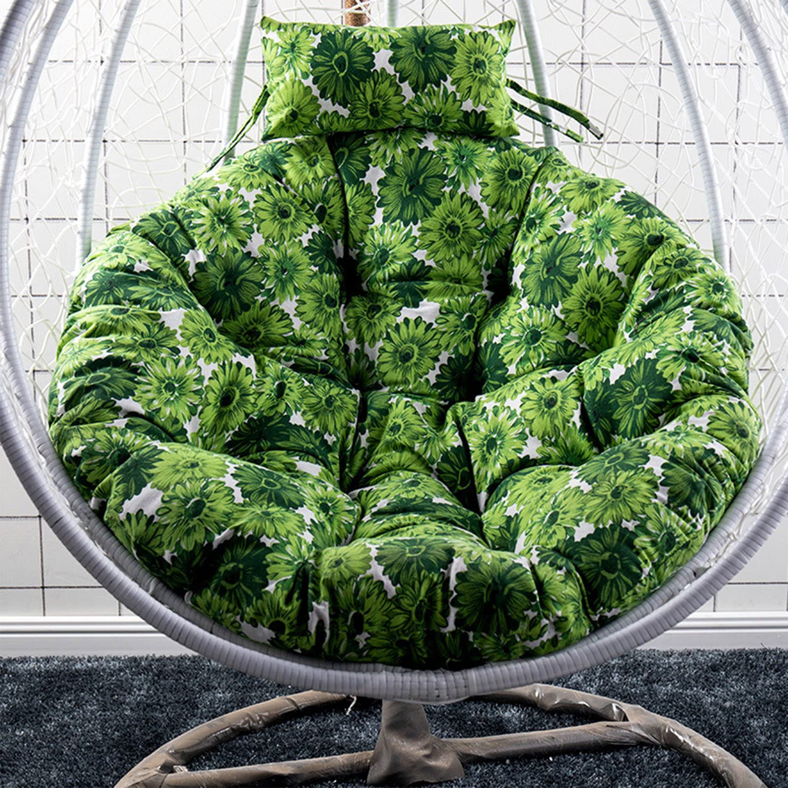 UGZXCVBN Egg Chair Cushion, Egg Chair Hanging Swing Cushion With Pillow Washable Floral Multicolor 105/120 cm(Y,105cm)