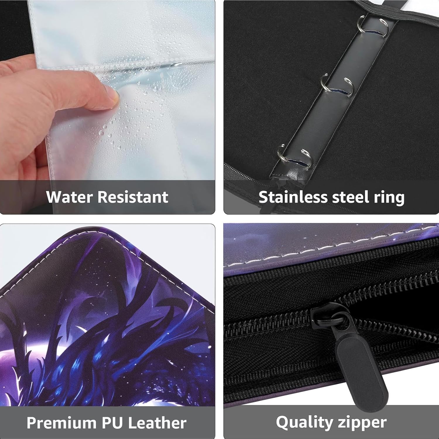 900 Pockets Dragon Card Binder with Sleeves, PU Leather Trading Card Album with Zipper & 3-Ring, Compatible with MTG, TCG, Game & Sports Cards – Gift for Boys, Girls, Collectors
