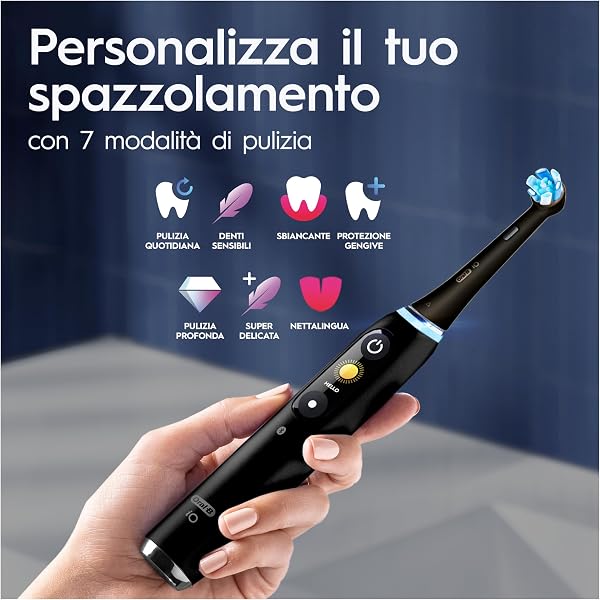 Oral-B Spazzolino Elettrico Ricaricabile iO 9N, Sensore di Pressione, Display Interattivo, A.I. , 7 Modalità, 2 Testine, 1 Spazzolino, 1 Custodia da Viaggio, pacchetto variabile, Nero (Black Onyx) - 4