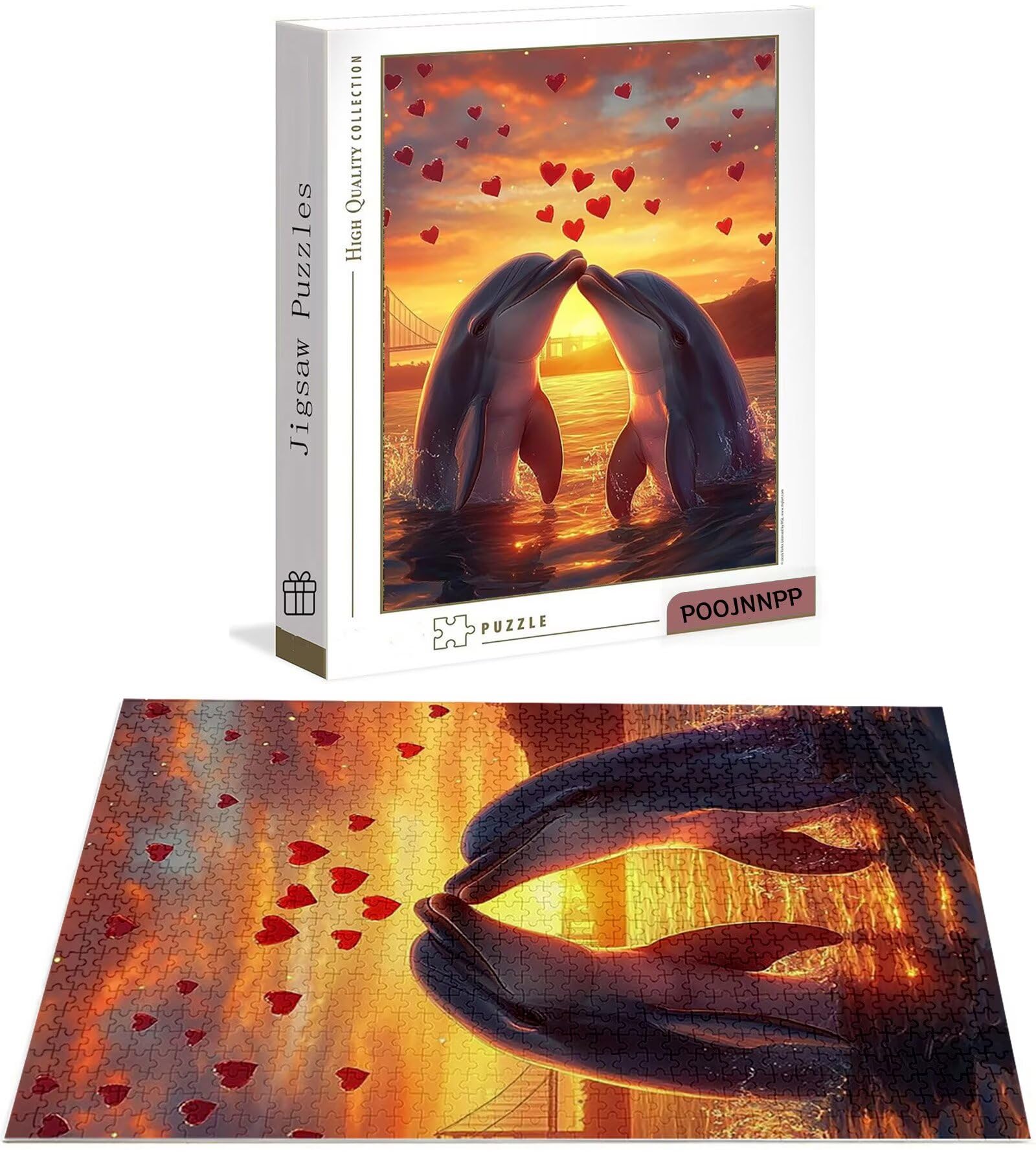 Puzzle 4000 Pezzi per Adulti, Puzzle Animale in Legno per Adulti, Puzzles Delfino Impegnativi, Giochi Educativo per Famiglie, Rompecapo con Scatola per Decorazioni Casa, Donna Regalo di Natale B-6559