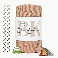 Vista 26 de BOCHIKNOT Cordón de macramé de 5 mm - Cordón de macramé de una hebra - Cordón de algodón para macramé y anudado - Suministros de cuerda de macramé