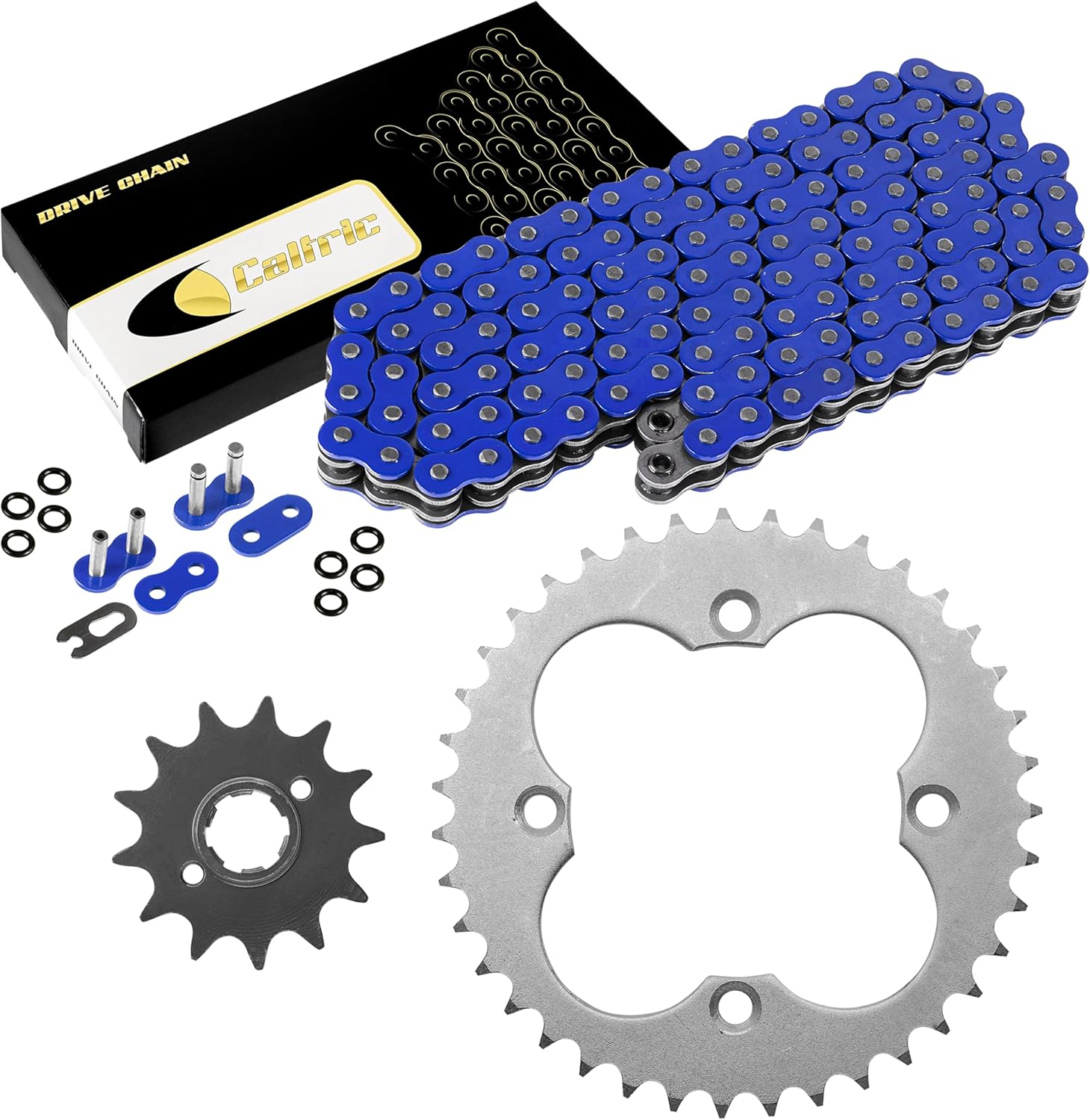 Caltric Blue O-Ring Drive Chain & Sprocket Kit Compatible with Honda Atc250R Trx250R Fourtrax 1986