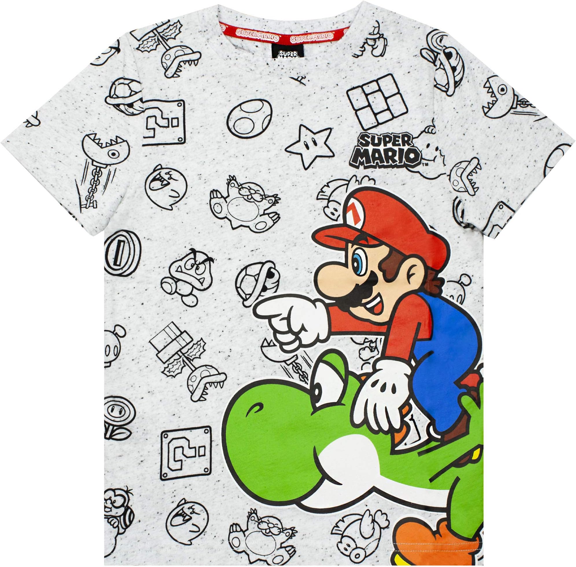 Nintendo T-Shirt for Boys | Kids Grey Character Yoshi Top | Gamers Short Sleeve Tee for Birthdays