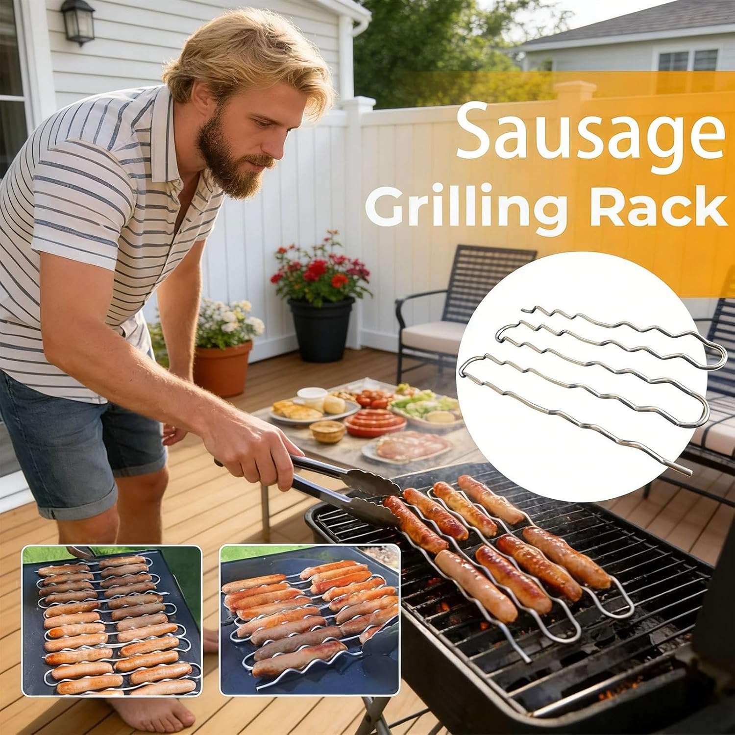 Stainless Steel Sausage Roller Rack, 23x10.4cm