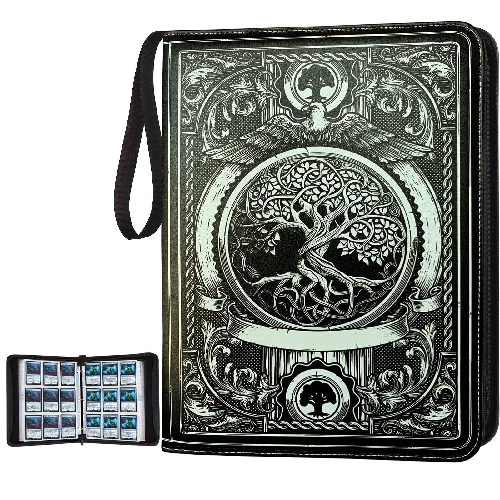 MTGPRO 9 Pocket Card Binder,Trading Card Binder Premium 720 Double PU Card Collection Binder with Sleeves,Card Folder for MTG, TCG, Sports Cards（Black