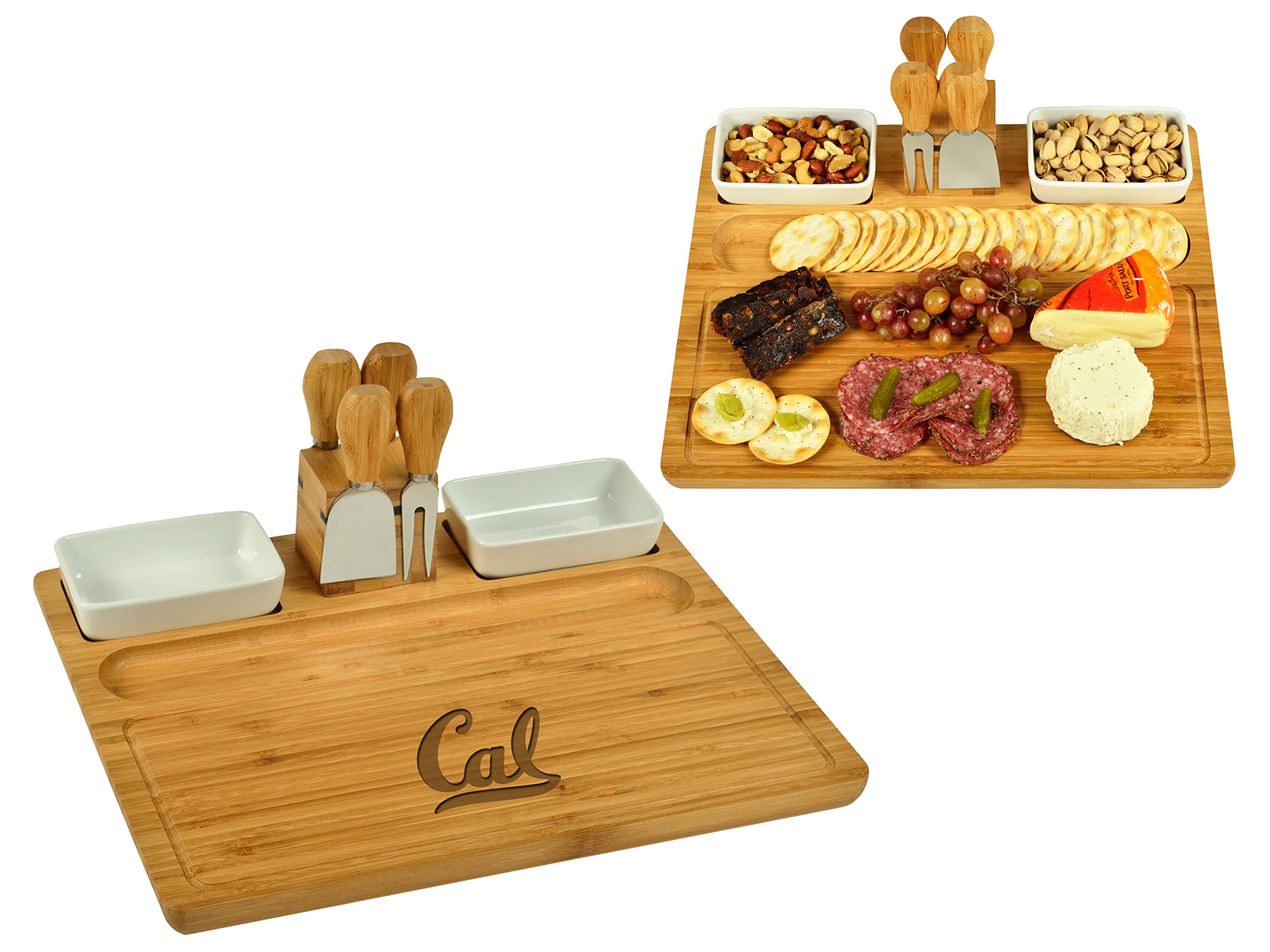 Picnic at Ascot NCAA California Golden Bears Officially Licensed Bamboo Cheese/Charcuterie Board with knife Set & cheese Markers