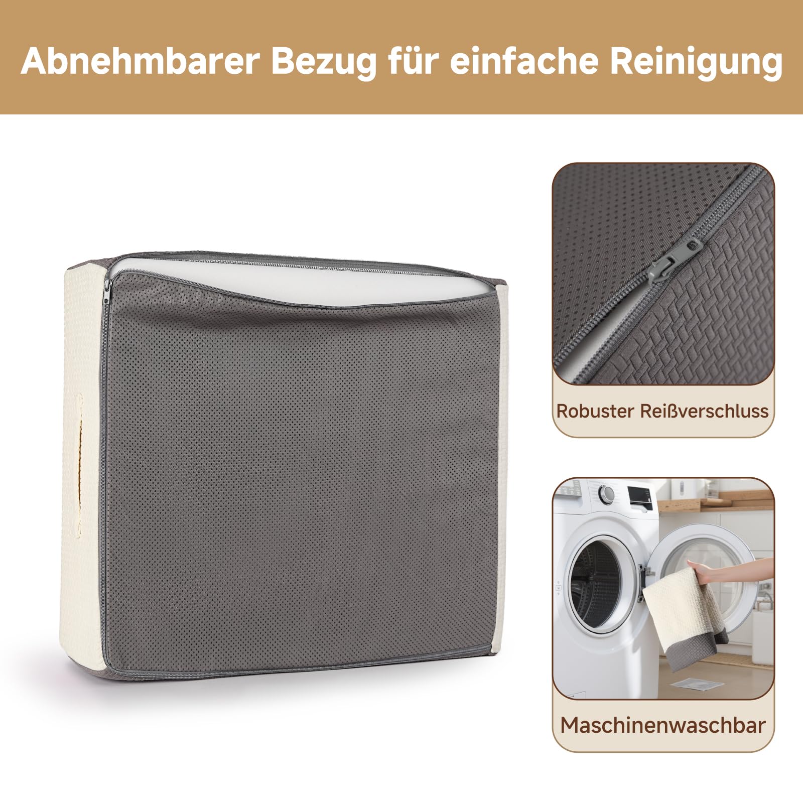 Exsnugy Venenkissen Beinhochlagerungskissen 20cm bei Durchblutung | Beinkissen zum Hochlagern, gegen Schmerzen an Knie, Hüfte, Knöchel, Postoperativ, Grau mit Abnehmbarem Bezug