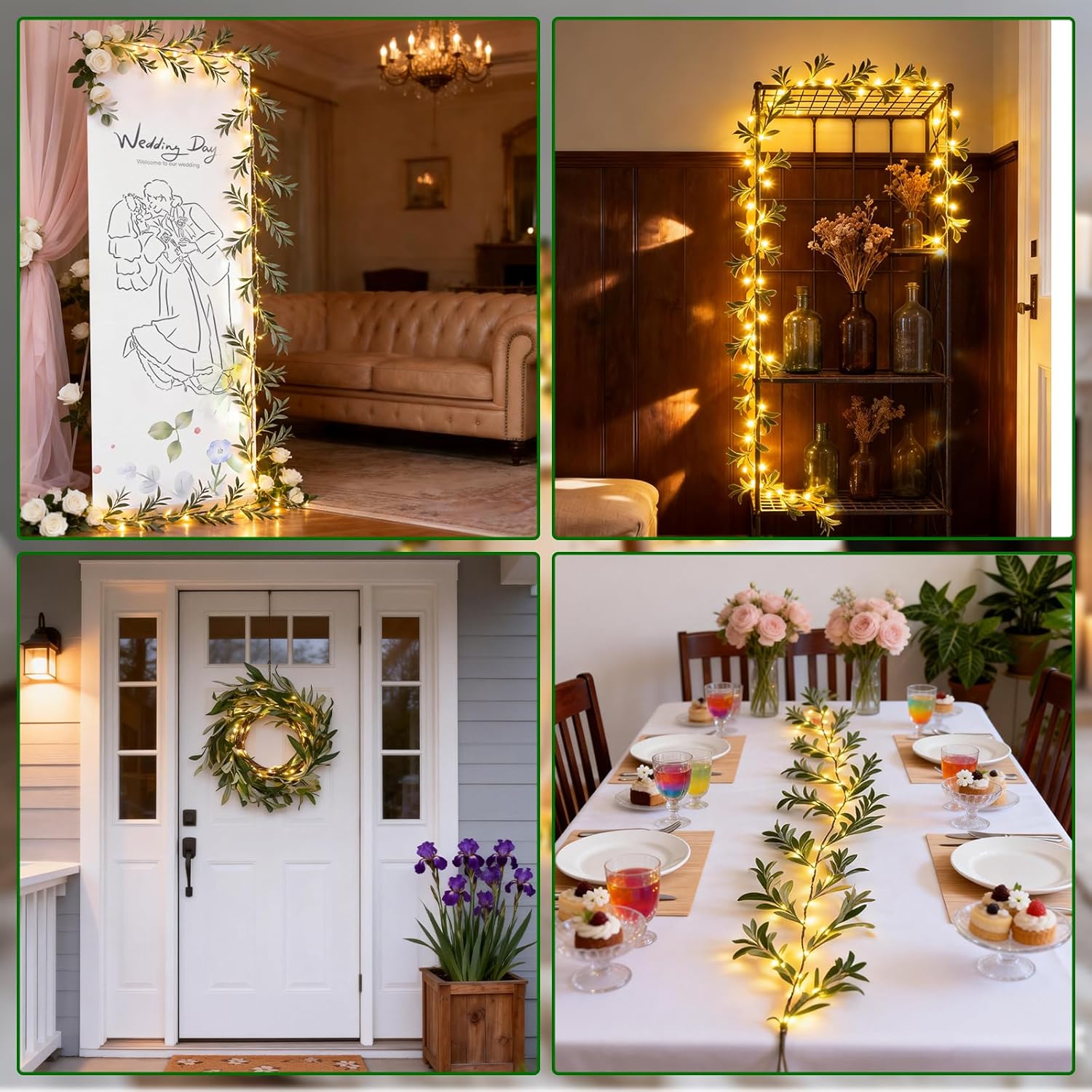 Artificial Olive Garland with Lights, 6FT Fairy Light Olive Vine with Timer, 8 Modes, Waterproof Battery Operated, Faux Greenery Vine for Spring Easter Wedding Decoration - Image 6