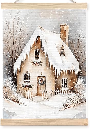 Miniatura 10 de FDHSPAAM Arte de Pared de Árbol de Navidad de Playa, Decoración Navideña Costera, Pósteres de Arte de Pared para Vacaciones de Puesta de Sol Árbol