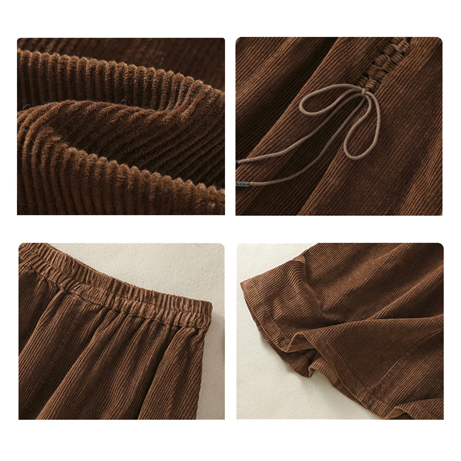 Jupe Maxi Corduroy de Femmes avec nœud de Cravate latérale, Jupe Longue à Taille élevée élastique A-Line pour l'automne et l'hiver