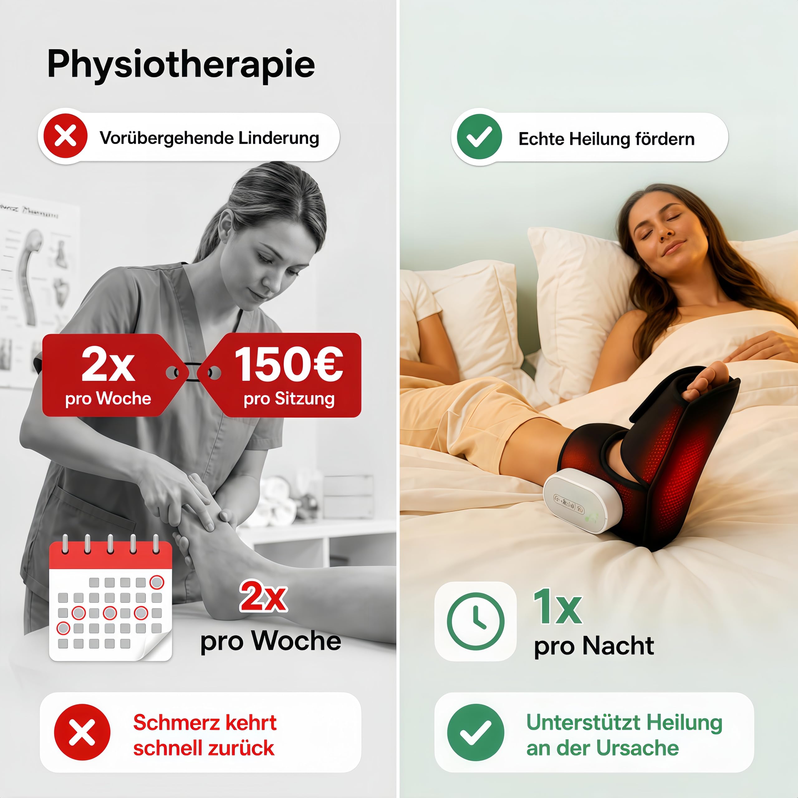 Lindara 4-in-1 Fußmassagegerät -Lentiva Kabelloses Massagegerät mit Wärme, Drucktherapie, Luftkompression & Vibration für Ferse, Knöchel, Fußsohle & Fußrücken - Tragbar und entspannend