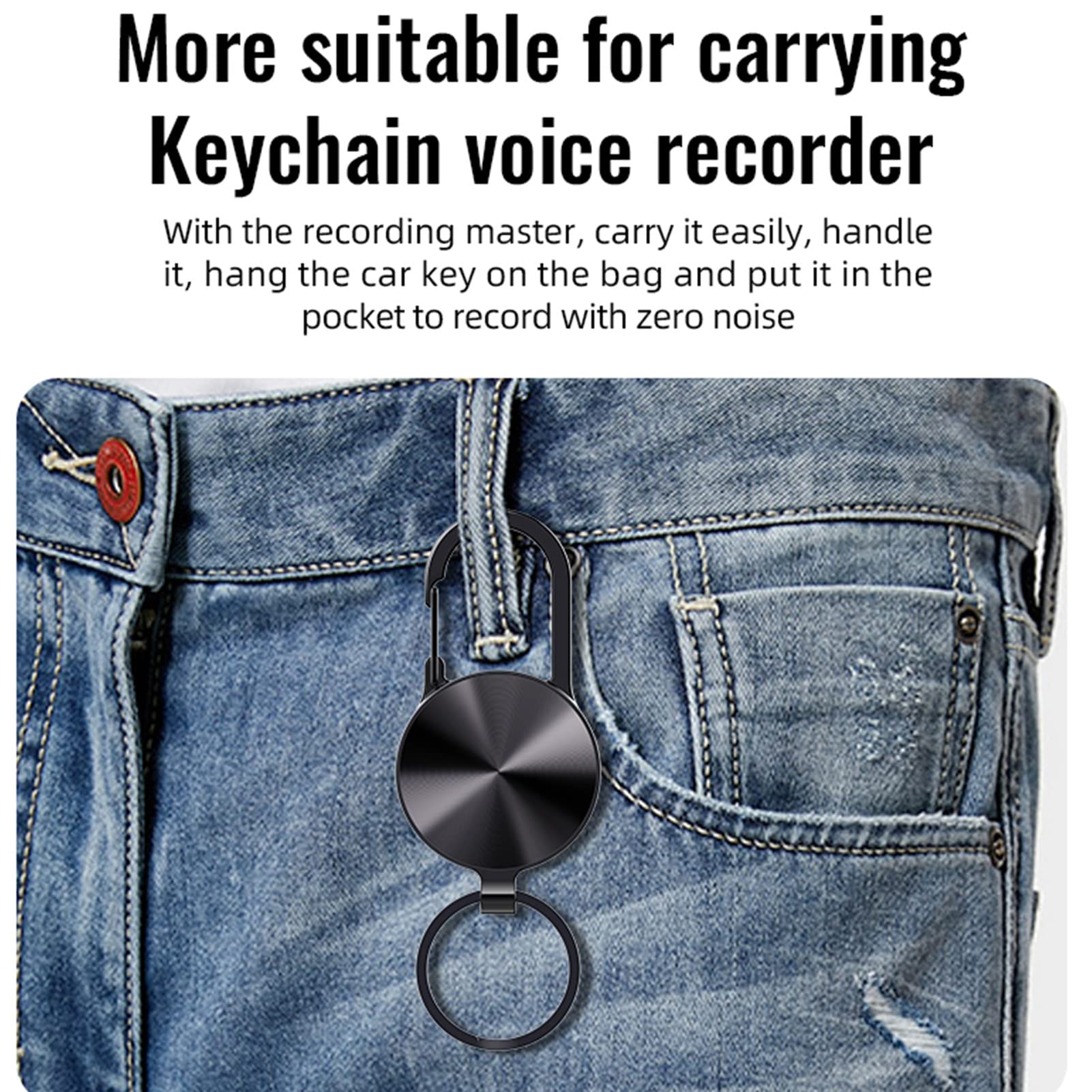 Small Recorder Voice Activated Keychain Recorder with MP3 Playback Function Recorder, Intelligent Noise - Image 4