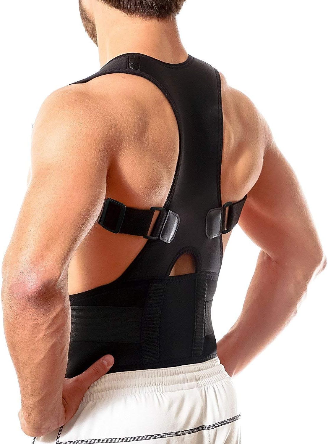 LuckLife Back Brace Posture Corrector - Medical Grade Fully Adjustable Support Brace - Improves Posture And Provides Lumbar Support - For Lower And Upper Back Pain - Men And Women, XXL